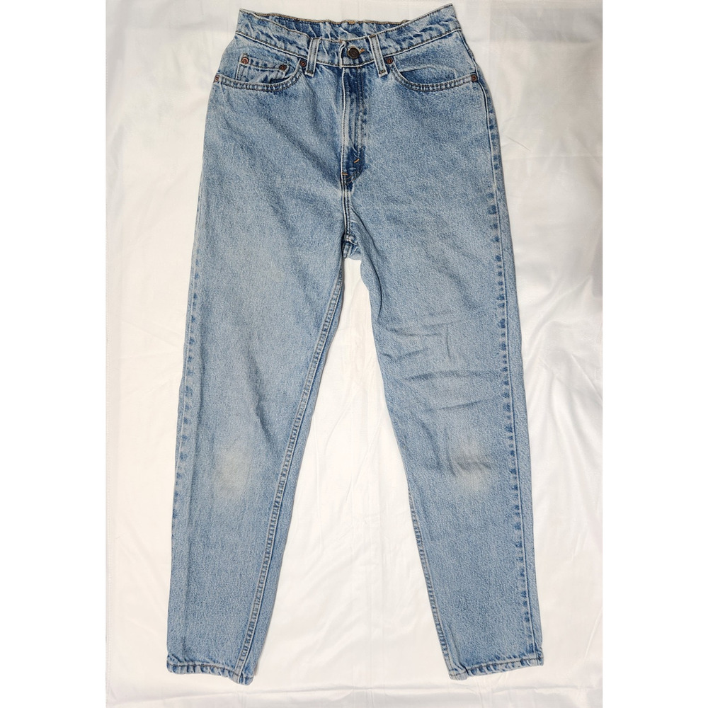 Vintage Levis 521 Jeans Size 8 (26X29) Tapered Fit Medium Blue Denim USA 90s